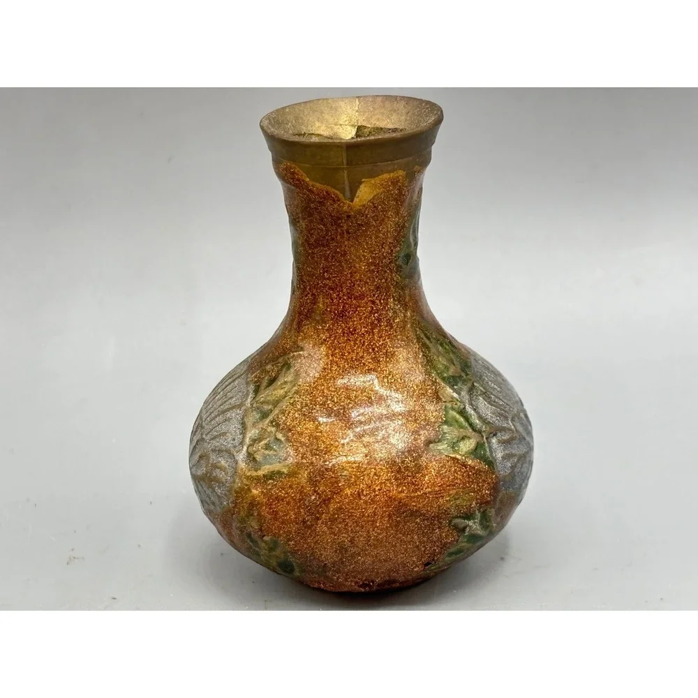 Vintage Miniature Brass Bud Vase‎ Enamel Floral Made in India